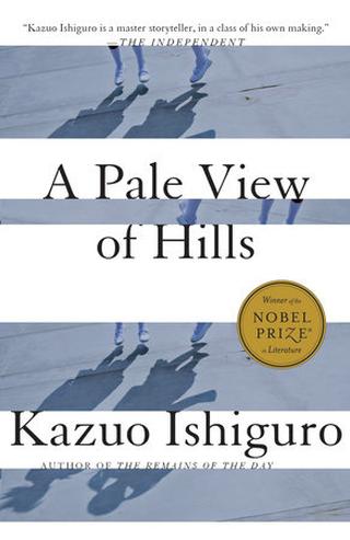 Omslaget til De fjerne blå bjerge af Kazuo Ishiguro (engelsk udgave)